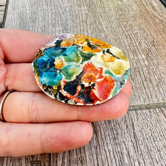 Vintage Artist Designed Unique Flower Cluster Brooch Pin - Picture 4 of 5